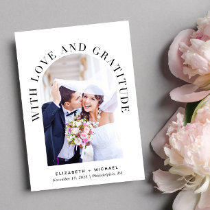 Elegant Arch Photo Love And Gratitude Wedding Thank You Card