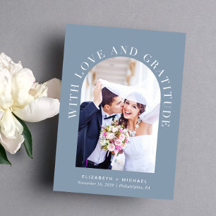 Elegant Arch Photo Love Gratitude Wedding Thank You Card