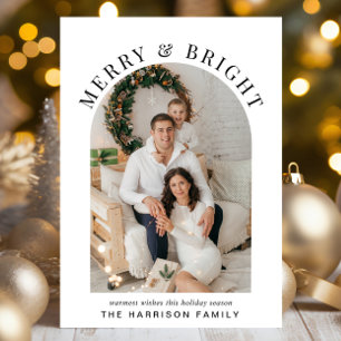 Elegant Arch Photo Merry Bright Christmas Holiday Card