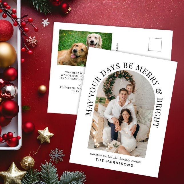 Elegant Arch Photo Merry Bright Christmas Holiday Postcard (Creator Uploaded)