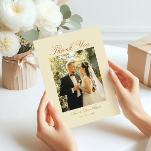 Elegant Arch Photo Minimal Script Thank You Card