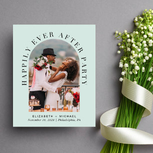 Elegant Arch Photo Mint Wedding Reception Invite