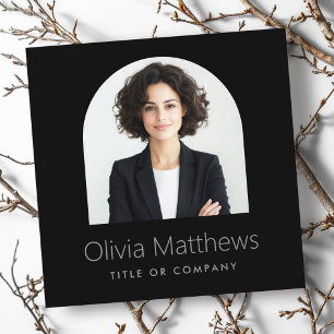 Elegant arch photo modern professional black  square business card