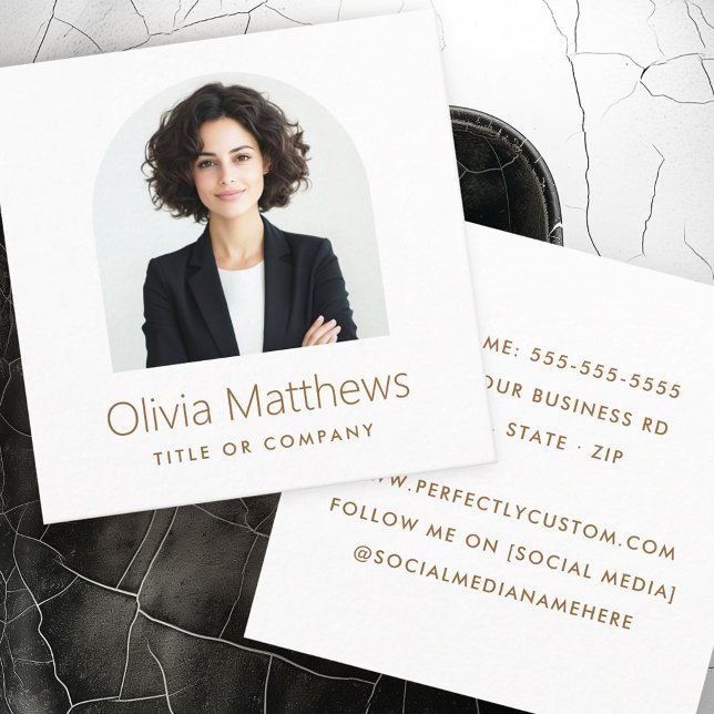 Elegant arch photo modern professional minimal square business card (Elegant arch photo modern professional minimal square business card)