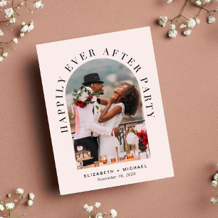 Elegant Arch Photo Pink Wedding Reception Invitation Postcard