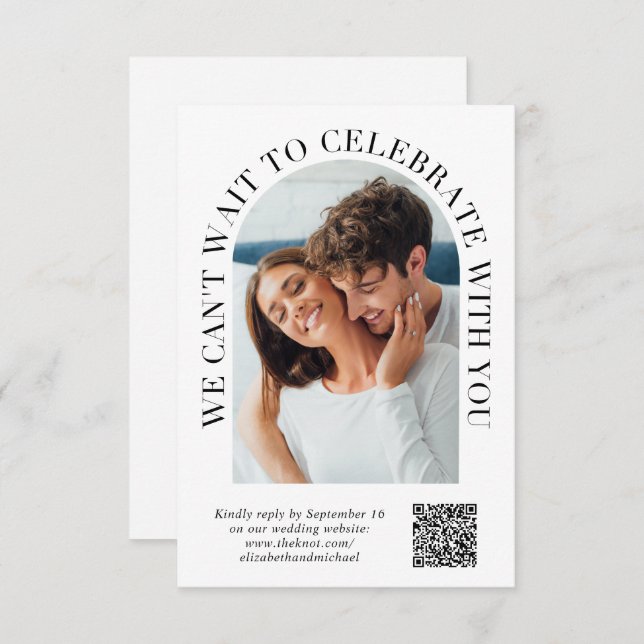 Elegant Arch Photo QR Code Wedding RSVP Card (Front/Back)