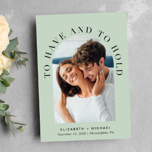 Elegant Arch Photo Sage Green Wedding Invitation