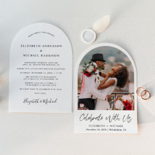 Elegant Arch Photo Wedding Reception Invitation