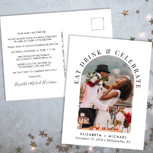 Elegant Arch Photo Wedding Reception Invitation Postcard