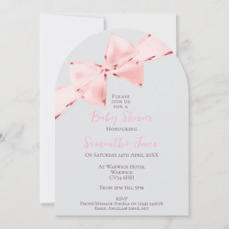 Elegant Arch Pink Coquette Bow Girl Baby Shower Invitation