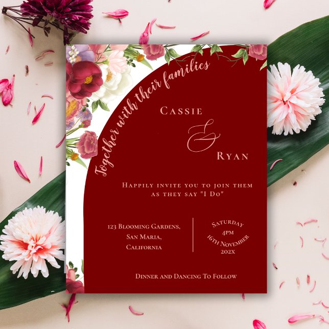 Elegant Arch Red Peach Floral Wedding invitation (Elegant Arch Red Peach Floral Wedding invitation)