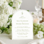 Elegant Arch Sage Green & Beige Stripe Wedding Invitation<br><div class="desc">This elegant arch-shaped wedding invitation features a soft sage green and beige colour palette with subtle vertical stripes and timeless serif typography. A refined design perfect for garden weddings, formal outdoor ceremonies, or classic traditional celebrations. Fully customisable with your names, date, and location. Coordinates with the matching “Iris” Wedding Collection...</div>