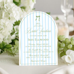 Elegant Arch Sage Green & Blue Bridal Luncheon Invitation