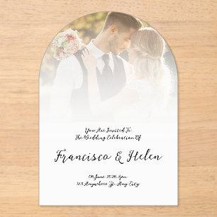 Elegant Arch-Shaped Custom Photo Wedding Acrylic Invitations