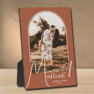 Elegant Arch Terracotta Wedding Photo Plaque