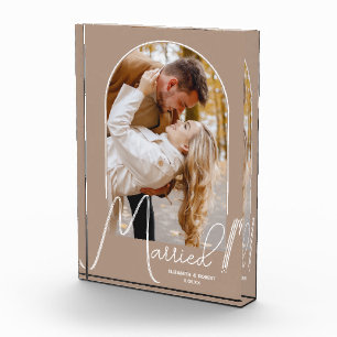 Elegant Arch Wedding Beige Photo Block