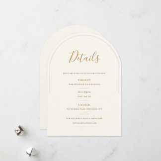 Elegant Arch Wedding Details Card | Minimal Ivory