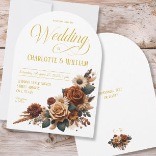 Elegant Arch Wedding Script Rustic Floral Invitation