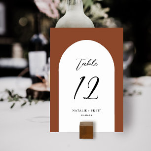 Elegant Arch Wedding Terracotta Table Number