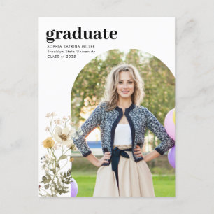 Elegant Arch Wildflower Photo Graduate Graduation Postcard