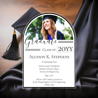 Elegant  Arched Photo Grad Graduation Announcement