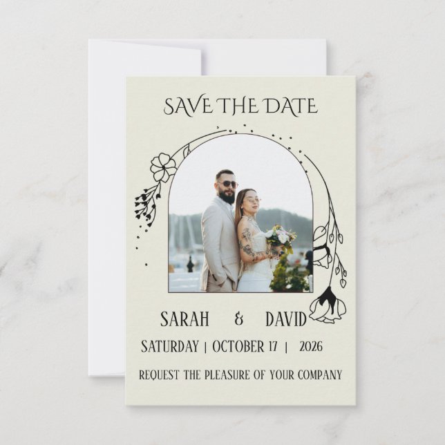 Elegant Arched Save The Date wedding Invitation  (Front)