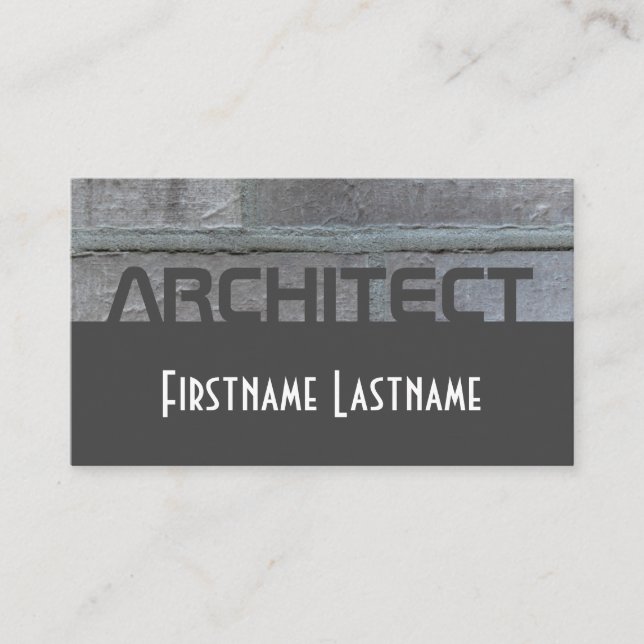 Elegant architect grey brickwall two tone business card (Front)