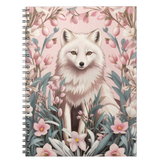 Elegant Arctic Fox Pink Floral Notebook
