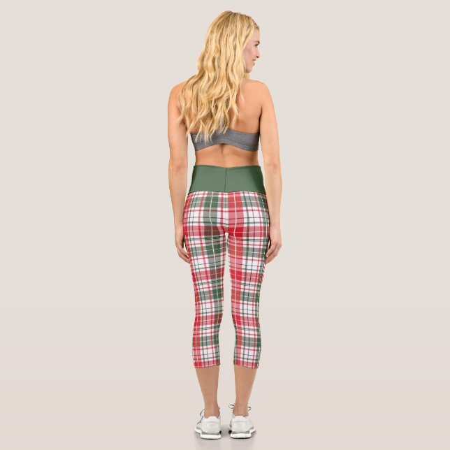 Elegant argyle check pattern  capri leggings (Back)
