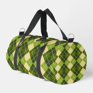 Elegant Argyle Pattern in Green and Yellow Diamond Duffle Bag