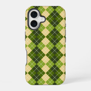 Elegant Argyle Pattern in Green and Yellow Diamond iPhone 16 Case