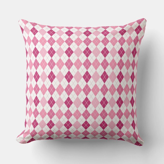 Elegant Argyle Pattern: Pink and Purple Delight Cushion (Front)