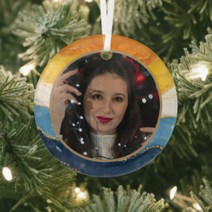 Elegant AroAce Pride Colours Photo Glass Tree Decoration
