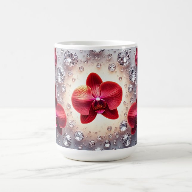 Elegant Arrangement of Red Orchids Coffee Mug (Center)