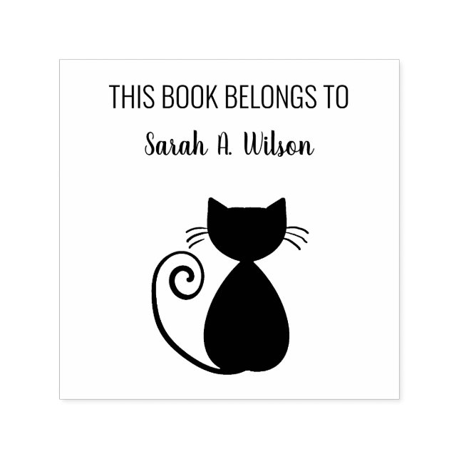 Elegant Art Cat Book Belongs Personalised Book Self-inking Stamp (Design)