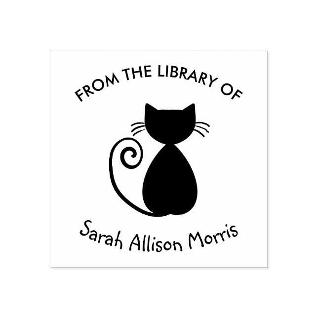 Elegant Art Cat From the Library Personalised  Rubber Stamp (Imprint)