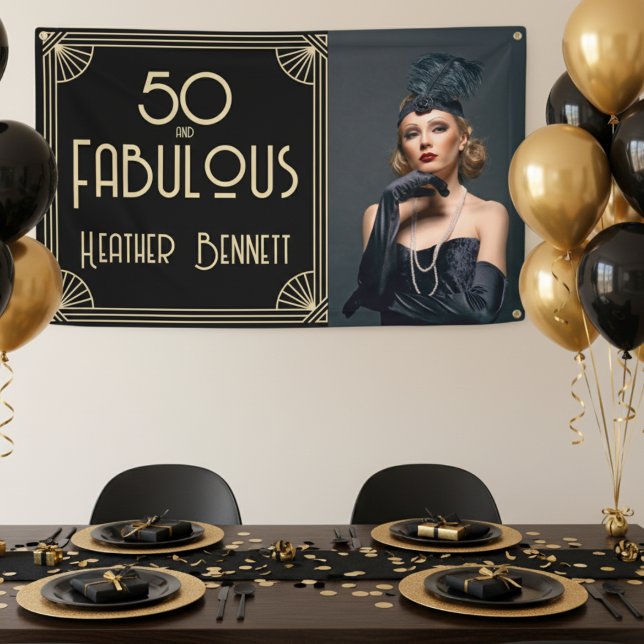 Elegant Art Deco 50 and Fabulous Birthday Banner (Creator Uploaded)