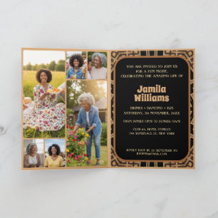 Elegant Art Deco 60th Birthday Party Six Photos Invitation