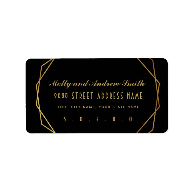 Elegant art deco address label party/wedding (Front)