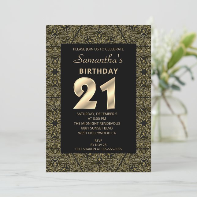 Elegant Art Deco Birthday Invitation (Standing Front)