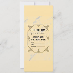 Elegant Art Deco Birthday Invitation on Marble Bac