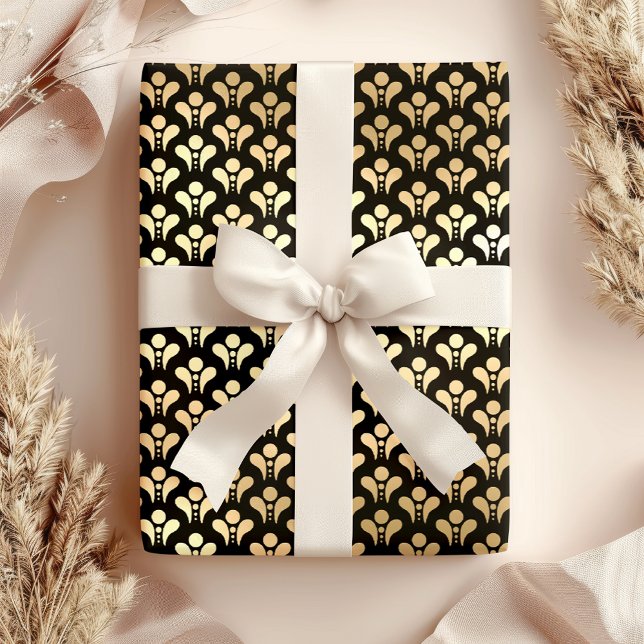 Elegant Art Deco Black and Gold Birthday Party Wrapping Paper Sheet (Creator Uploaded)