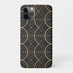 Elegant Art Deco Black & Gold Geometric Sticker iPhone 11 Pro Case