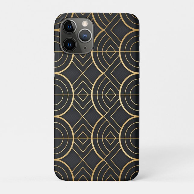 Elegant Art Deco Black & Gold Geometric Sticker Case-Mate iPhone Case (Back)