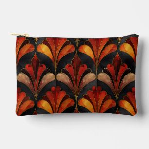 Elegant Art Deco black red gold pattern Accessory Pouch