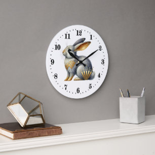 Elegant art deco bunny large clock