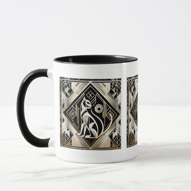 Elegant Art Deco cat  Mug (Left)