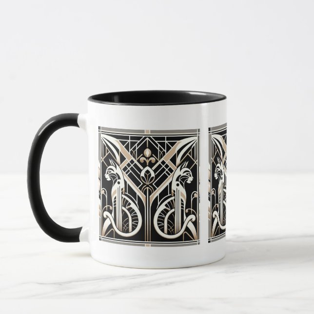 Elegant Art Deco cat  Mug (Left)