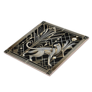 Elegant Art Deco cat Tile