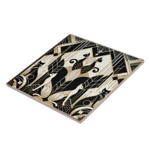 Elegant Art Deco cat  Tile